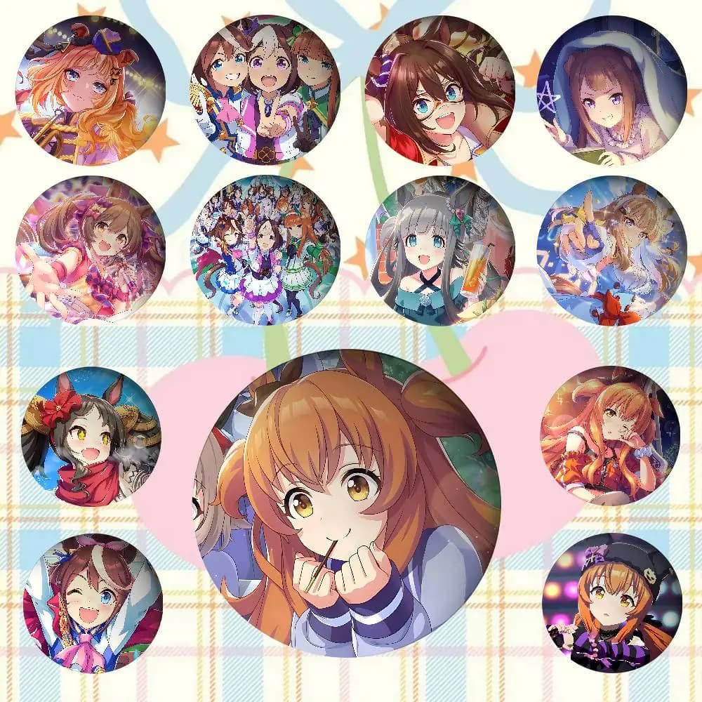 Spille distintive Uma Musume Pretty Derby per amici, zaini, abbigliamento, accessori da collezione, regalo di gioielleria