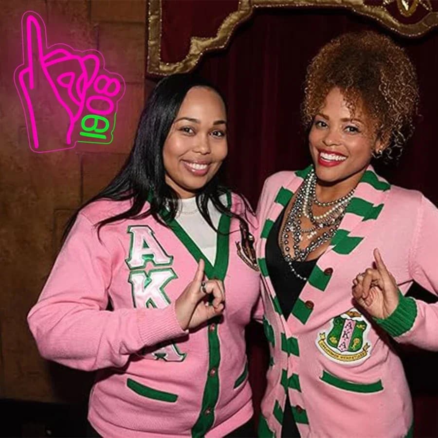 Regalo Sorority, insegna 1908 rosa e verde, insegna al neon Aka Sisterhood, alimentatore USB, decorazione per la casa e le feste, regalo di laurea.