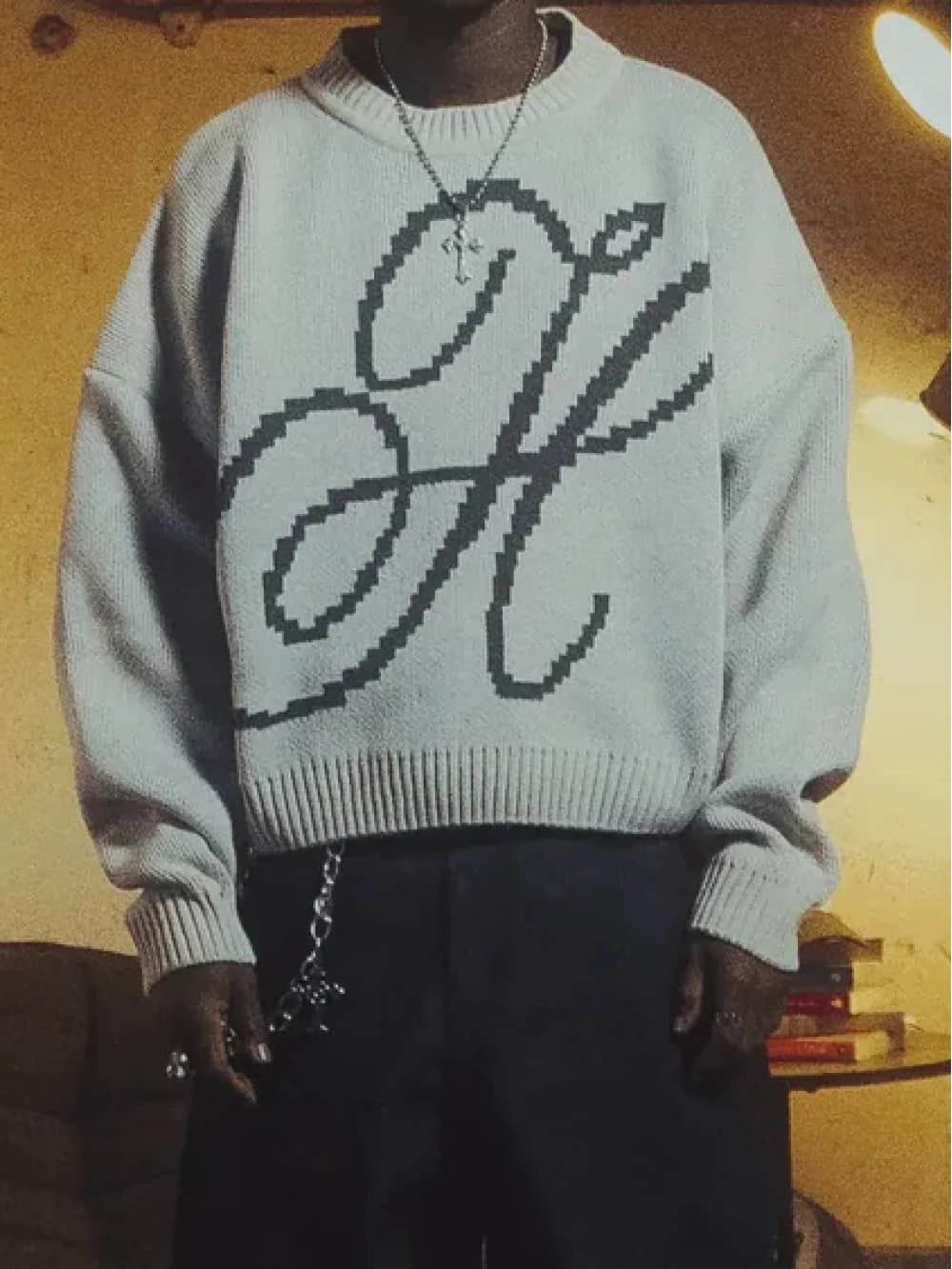 2026 Autunno Inverno Edizione limitata Maglione lavorato a maglia versatile unisex stile pigro con stampa di lettere girocollo