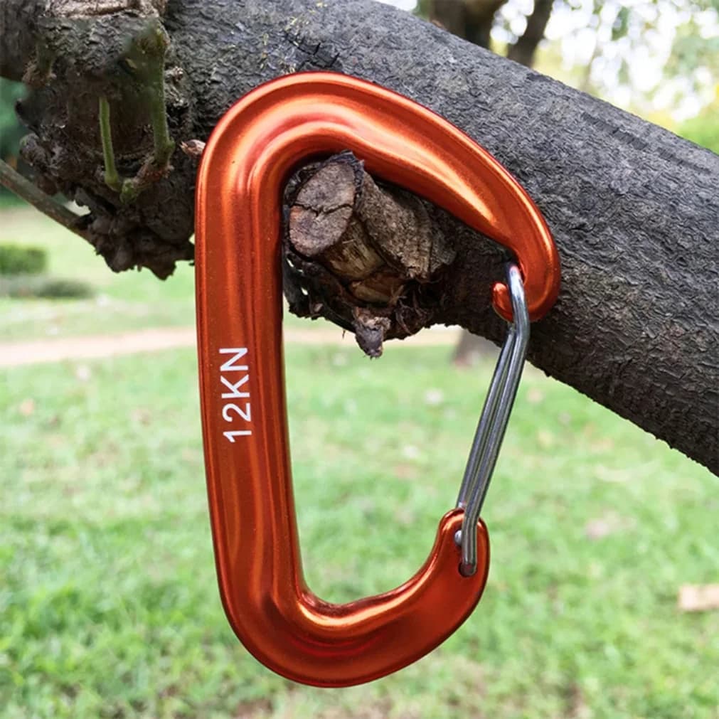 12KN Piccolo moschettone da arrampicata a forma di D Alpinismo Fibbia Gancio Blocco di sicurezza Portachiavi da campeggio per escursionismo all'aperto