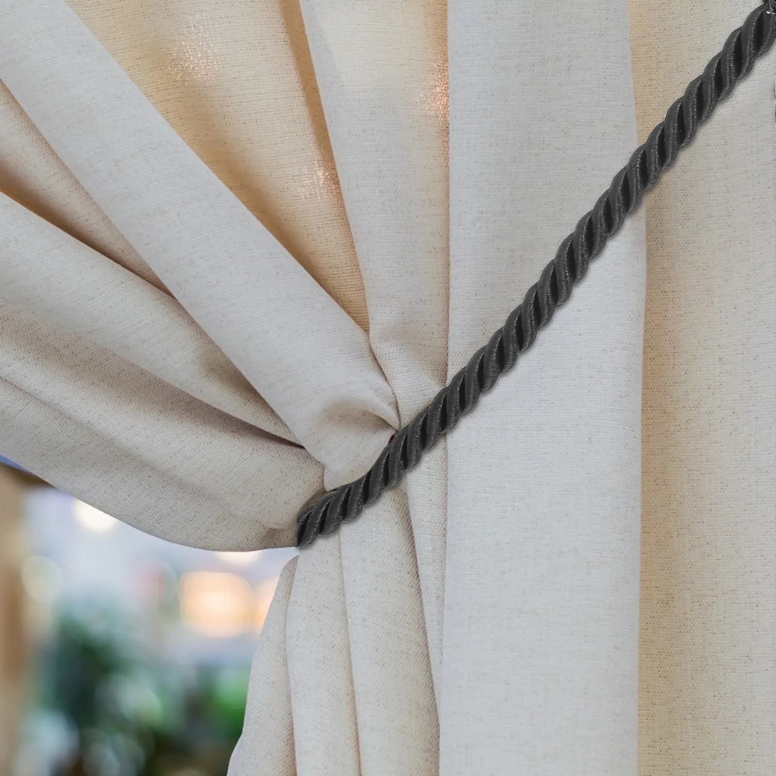 2Pcs Curtain Tie Ropes Handmade Hemp Decorative Curtain Straps for Living Room Window Drapery Holders