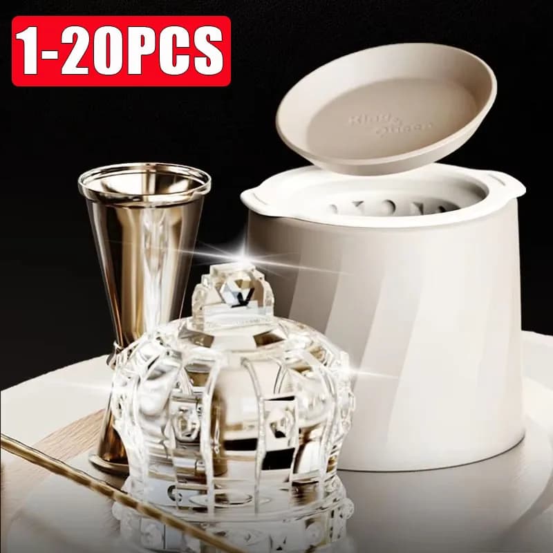 Stampo per Ghiaccio Creativo a Forma di Corona, 1-10 Pezzi, in Silicone, per Whisky, Facile da Rilasciare, Riutilizzabile, per Casa e Bar