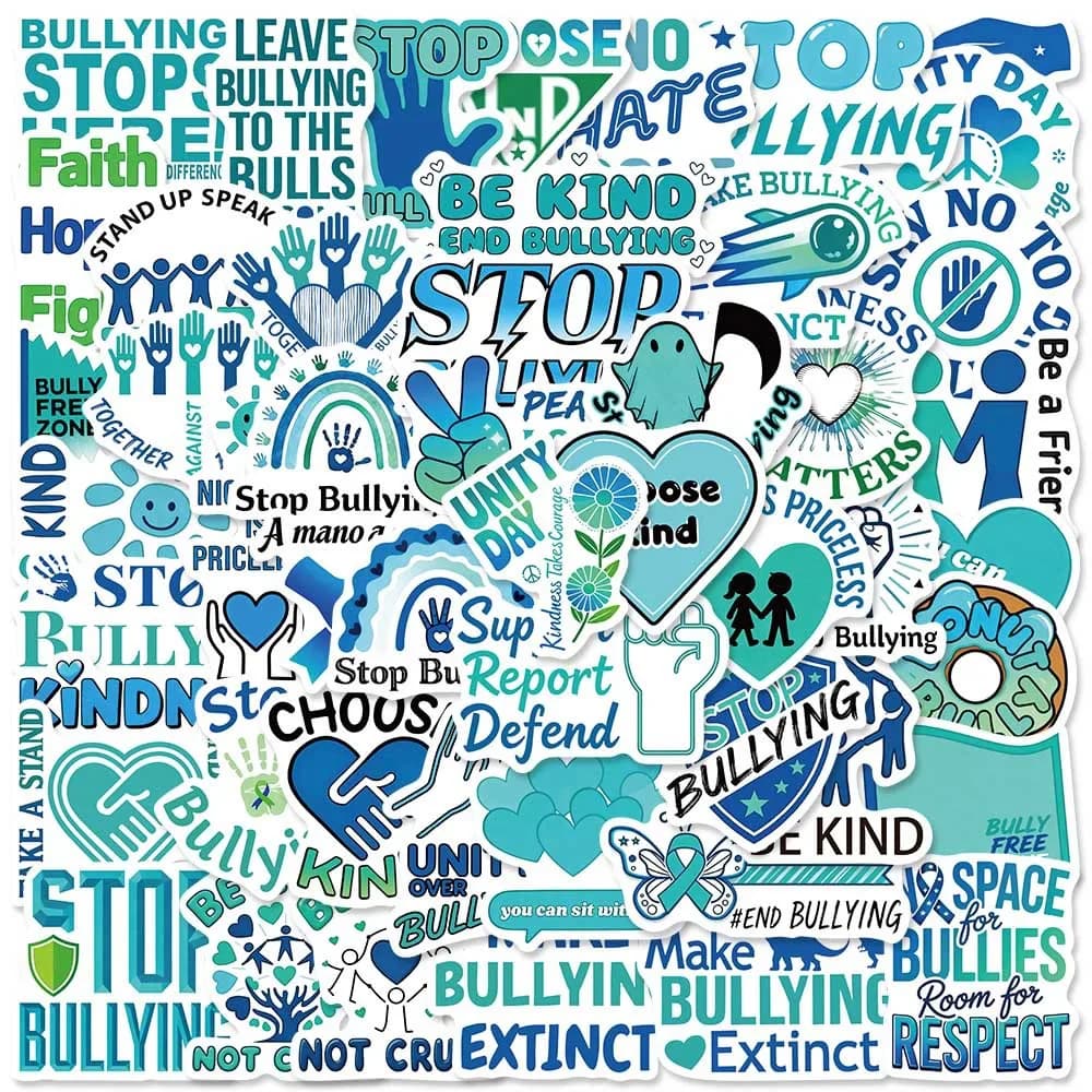 50 Adesivi Nuovi per la Giornata Anti-Bullying, Rimovibili, per Laptop, Biciclette e Telefoni Cellulari