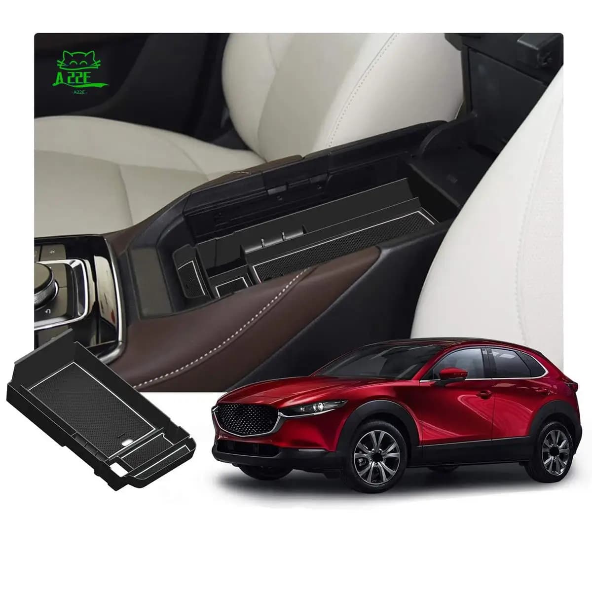 A22E-Car Scatola portaoggetti per bracciolo della console centrale, organizer interno, vassoio portaoggetti per Mazda CX-30 2019 2020