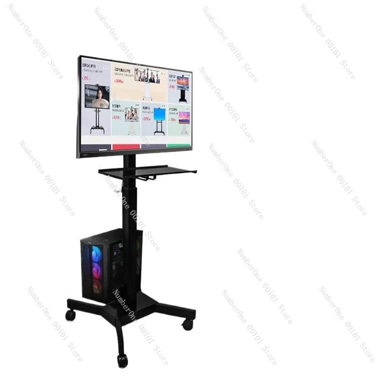 Adjustable Mobile Monitor Stand TV Floor Cart 17-32 Inch Display Trolley Rolling Workstation Height Adjustable AV Rack Portable