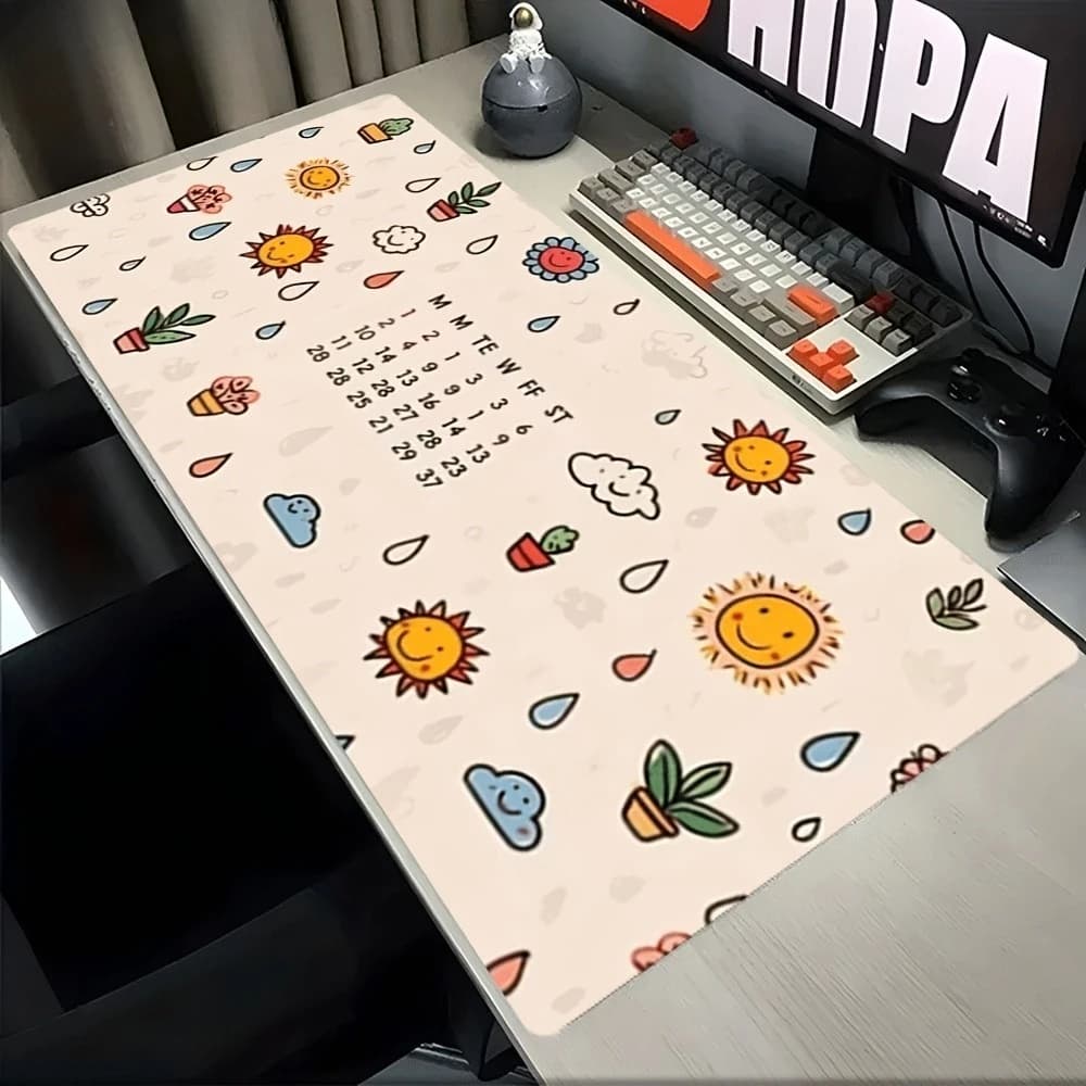 Cartoon patterns of sun, clouds, water droplets and potted plants enhance the comfort of the desktop love and deepspace