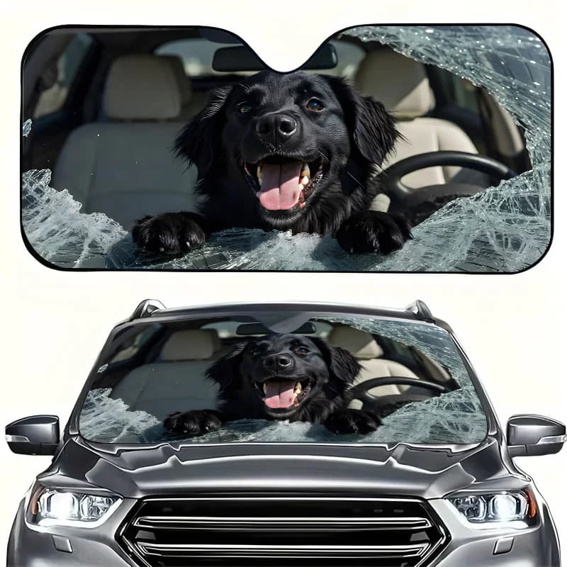 1Pcs Playful Dog Car Windshield Sun Shade, With 4 Free Suction Cups, Suitable For Rvs And Suvs, Easy Installation