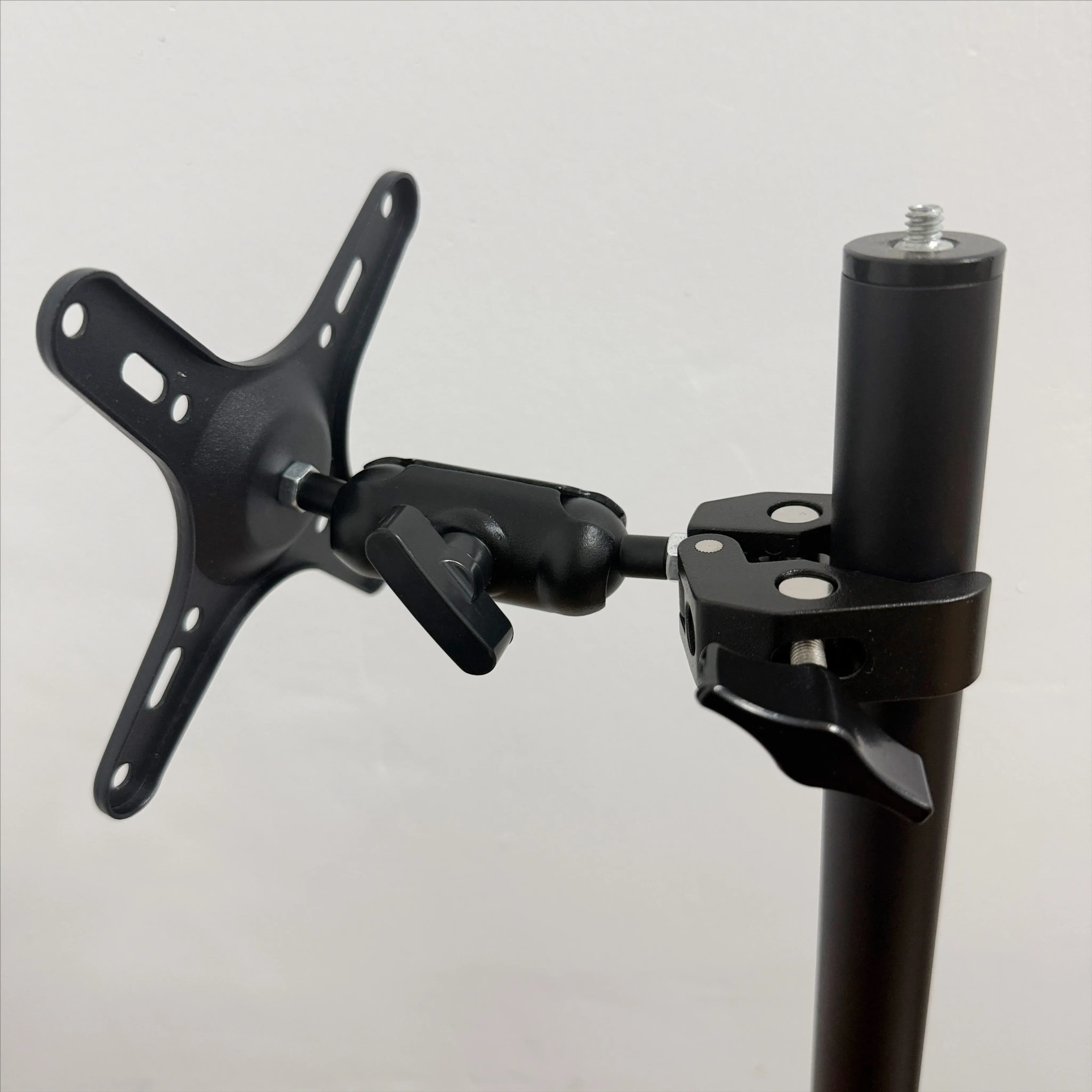 Universal Portable Metal Pea 360 Rotating Monitor Stand with Circular Tube Desktop Mounting Clamp