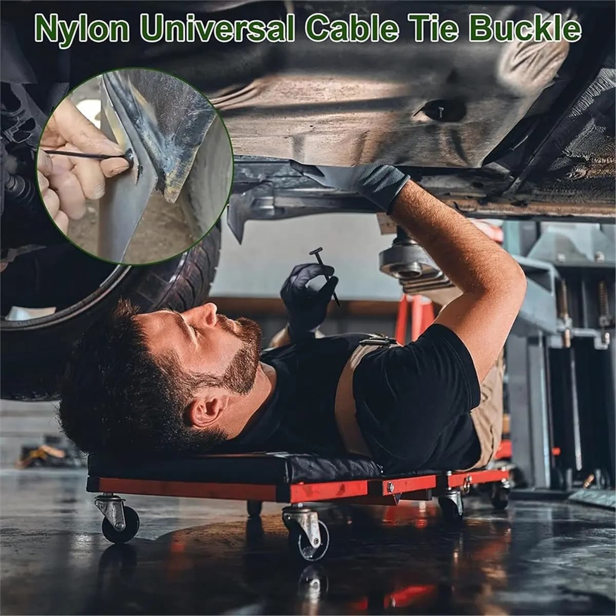 2026 Nuova fibbia universale per fascette per cavi in nylon, fascette per carichi pesanti con perno e pulsante per riparazione auto e clip per bagagliaio 200 pezzi