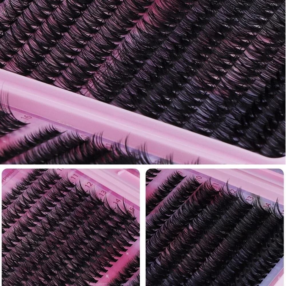 Kit di Extension Ciglia Finte Effetto Naturale, Stile Wispy 3D Volume, Ciglia a Ciuffetti Voluminosi e Morbidi