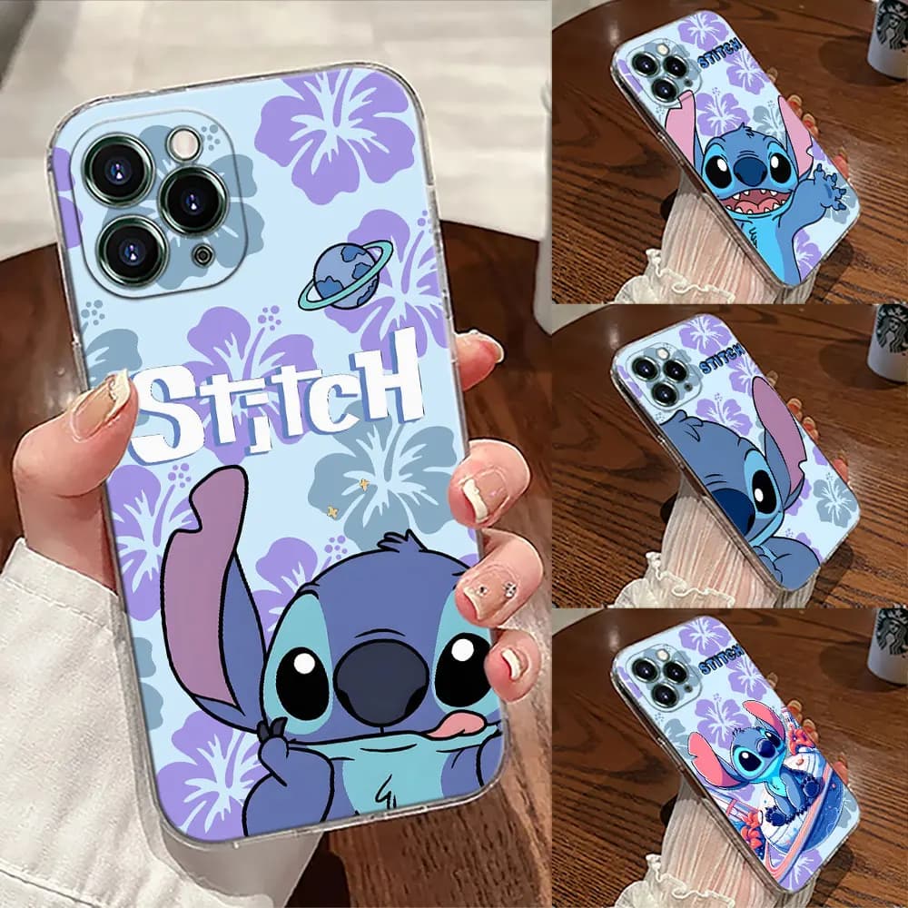 Cover Morbida Trasparente Stitch Ohana per iPhone 17 Pro Max 17E 11 12 13 14 15 16 Pro Max Plus 17 Air 16E 7 XS