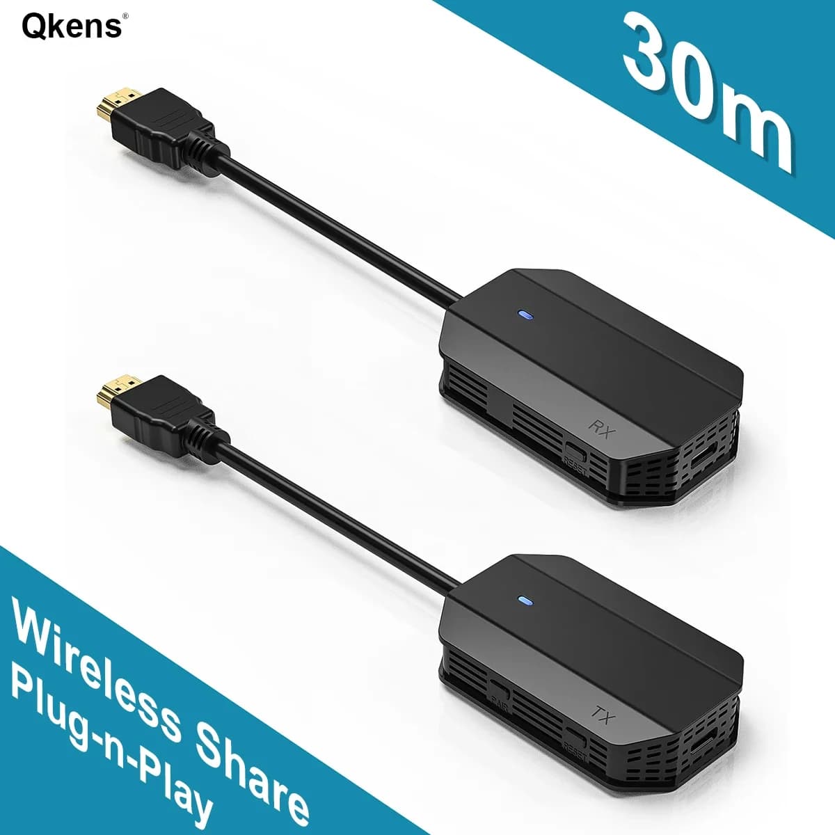 Mini extender HDMI wireless da 30 m, trasmettitore video e ricevitore, interruttore adattatore display per fotocamera PS5, laptop, PC, per proiettore TV