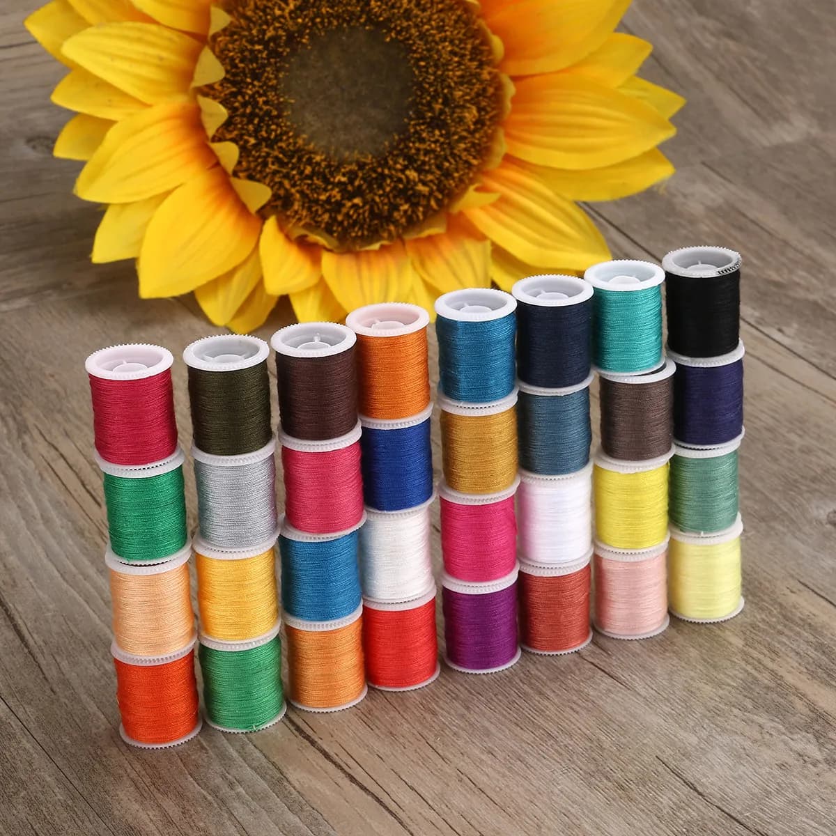 100Pcs Sewing Kit for Domestic Sewing Machine Essential Tools Set with 32 Thread Spools 32 Bobbins 30 Needles Measuring