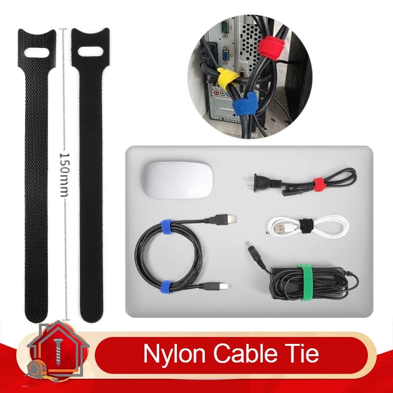 50-500 Pezzi Fascette in Nylon Tipo T 12x150mm con Gancio e Anello, Riutilizzabili, Regolabili per Gestione Cavi e Organizzazione Fili