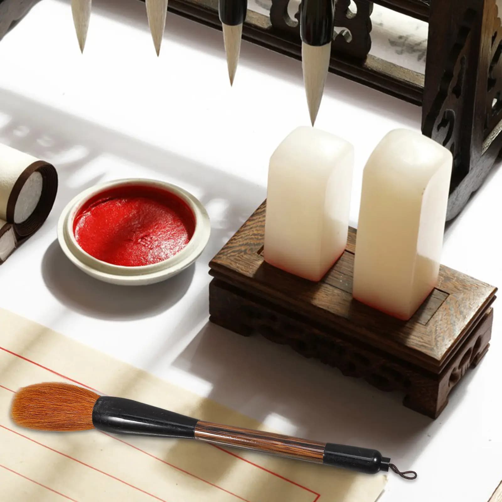 3Pcs Traditional Chinese Calligraphy Brush Set Wolf Hair Ink Absorption Smooth Stroke Brush for Painting Drawing Writing Kanji