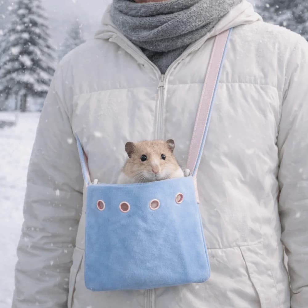 Borsa Trasportino Ventilata per Criceti con Chiusura a Cerniera, Comoda e Portatile, Morbida e Calda, per Piccoli Animali