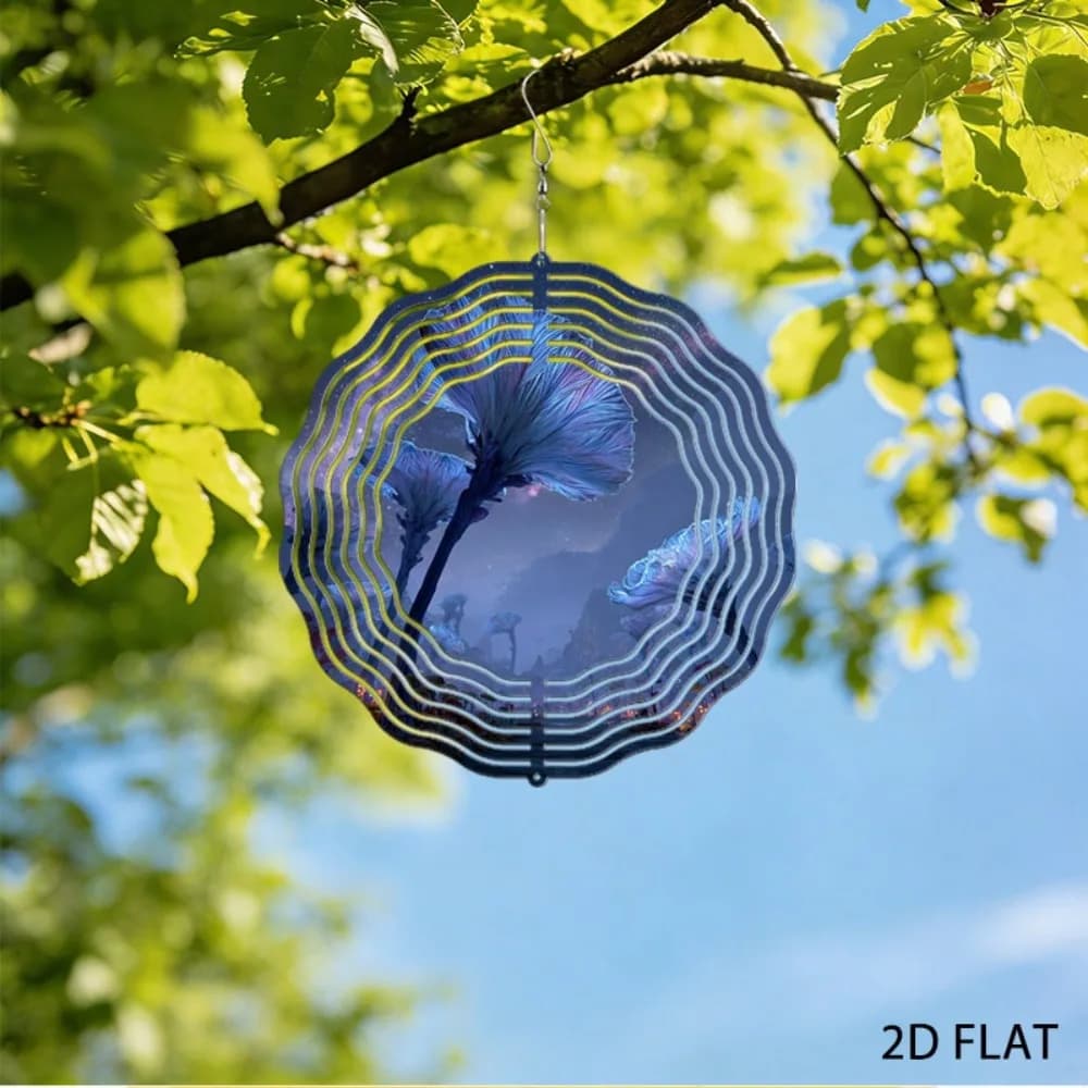 Iron Wind Chimes for Outside, Surreal Bioluminescent Garden Decor, 9.84 Inch Patio Art