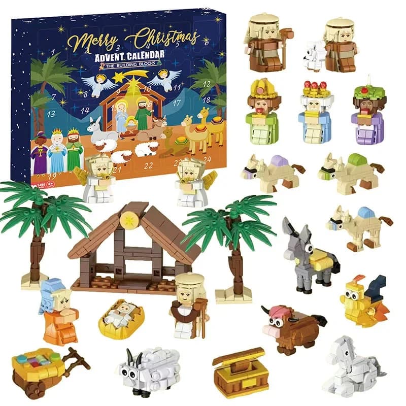 DIY Christmas Advent Calendar Gift Box Nativity Jesus Bricks Toys 24days Countdown Advent Calendars Christmas Home Decoration