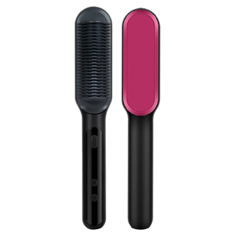 2 in 1 etichetta privata all'ingrosso anione display LCD piastra per capelli spazzola pettine elettrico per capelli a riscaldamento rapido