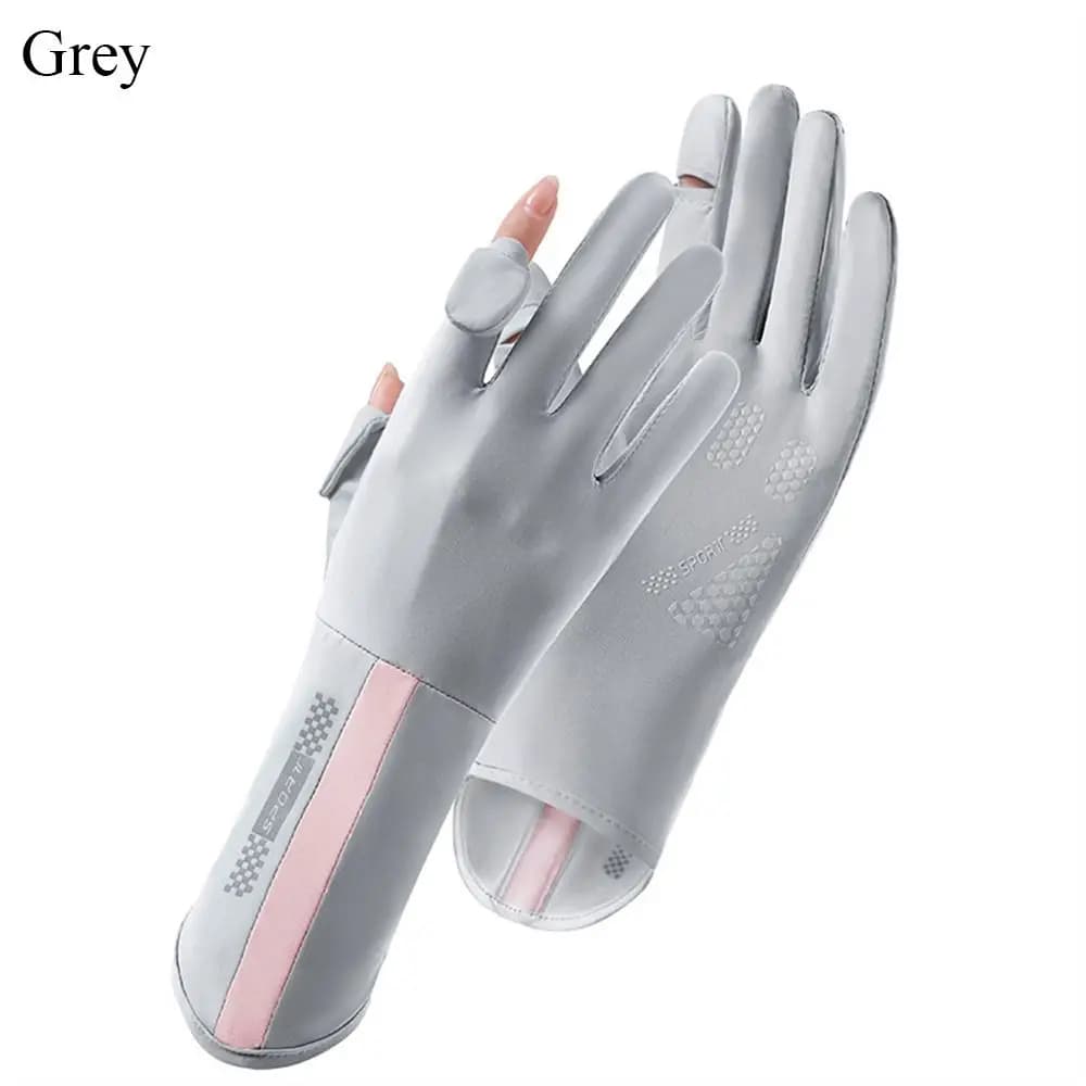 Fashion Mid-long Sunscreen Gloves Elastic Thin Anti-UV Mittens Slip Resistant Ice Silk Cycling Driving Gloves Women Girls
