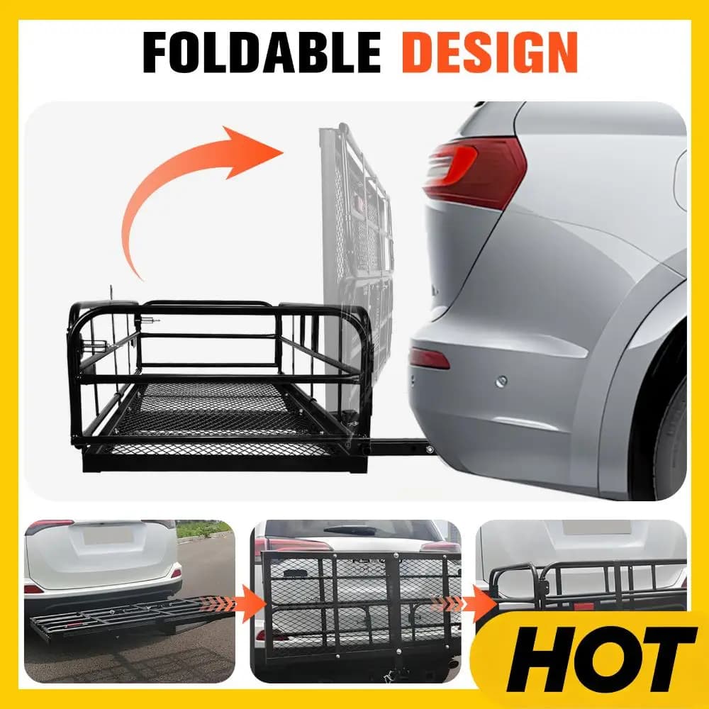 Cesto Portabagagli con Capacità di 227 kg, Adatto a Ricevitore da 2 Pollici, 152x61x36 cm, con Stabilizzatore per Gancio Traino per SUV, Pickup, Rimorchio
