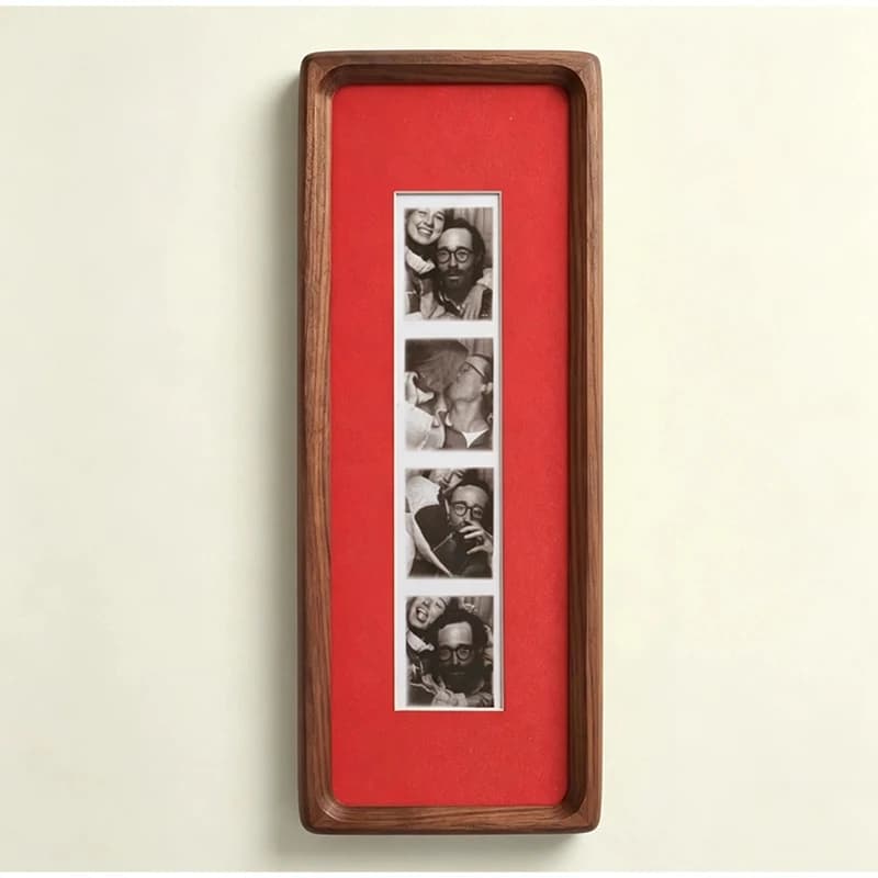 Wooden Couple Photo Strip Frame With Key Hooks Wall Mounted Picture Frame Fashion Striped Frame Key Holder Anniversary Gift