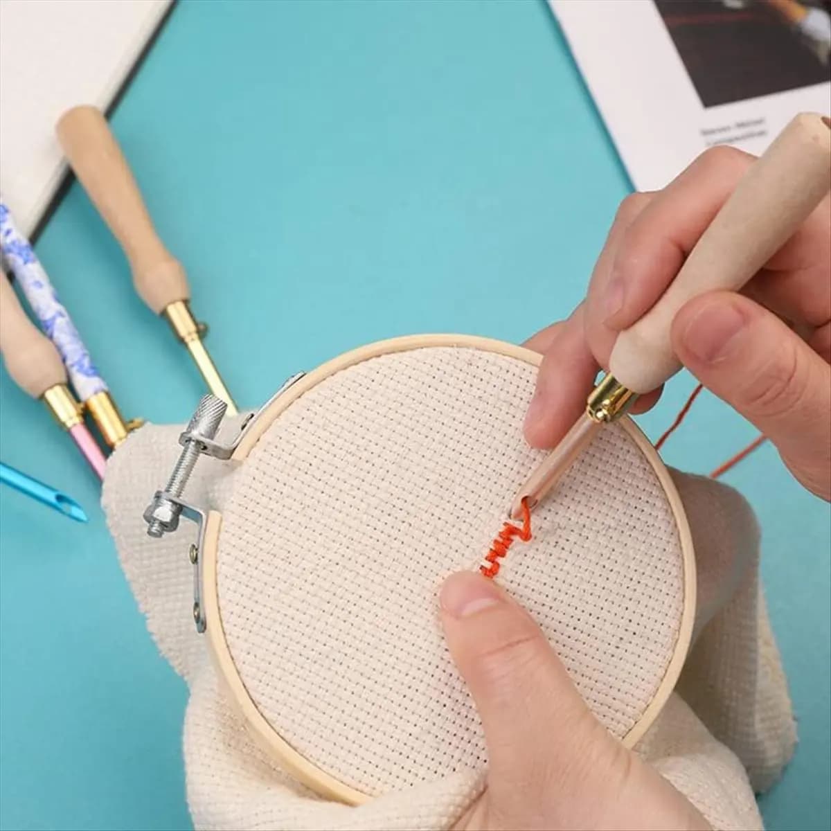 ABNH Punch Needle Kit Punch Needle Embroidery Kits Adjustable Punch Needle Tool,For Embroidery Floss Stitching Beginner