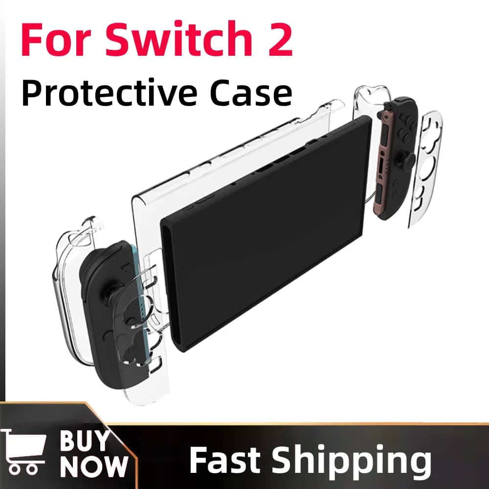 Custodia Protettiva Trasparente Rimovibile Antiurto e Antigraffio per Console di Gioco Switch 2 - Accessorio per Videogiochi