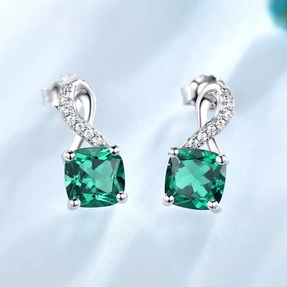 100% 925 Sterling Silver Stud Earring for Women Nano Emerald Gemstone Inlaid High-quality Party Birthday Fine Jewelry Gift