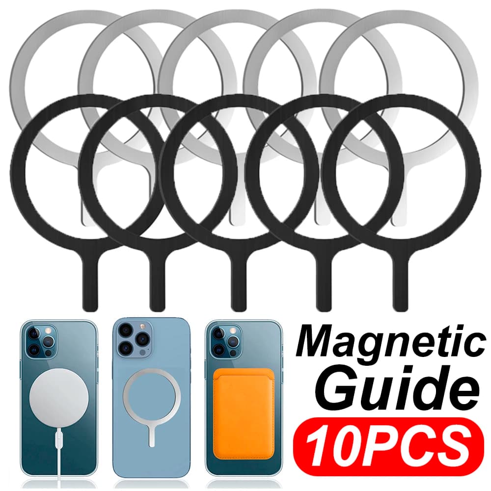 10-1pcs Metal Ring Sticker Magnetic Wireless Charging Phone Car Mount for Magsafe Case Converter Adapter Ring for IPhone Samsung