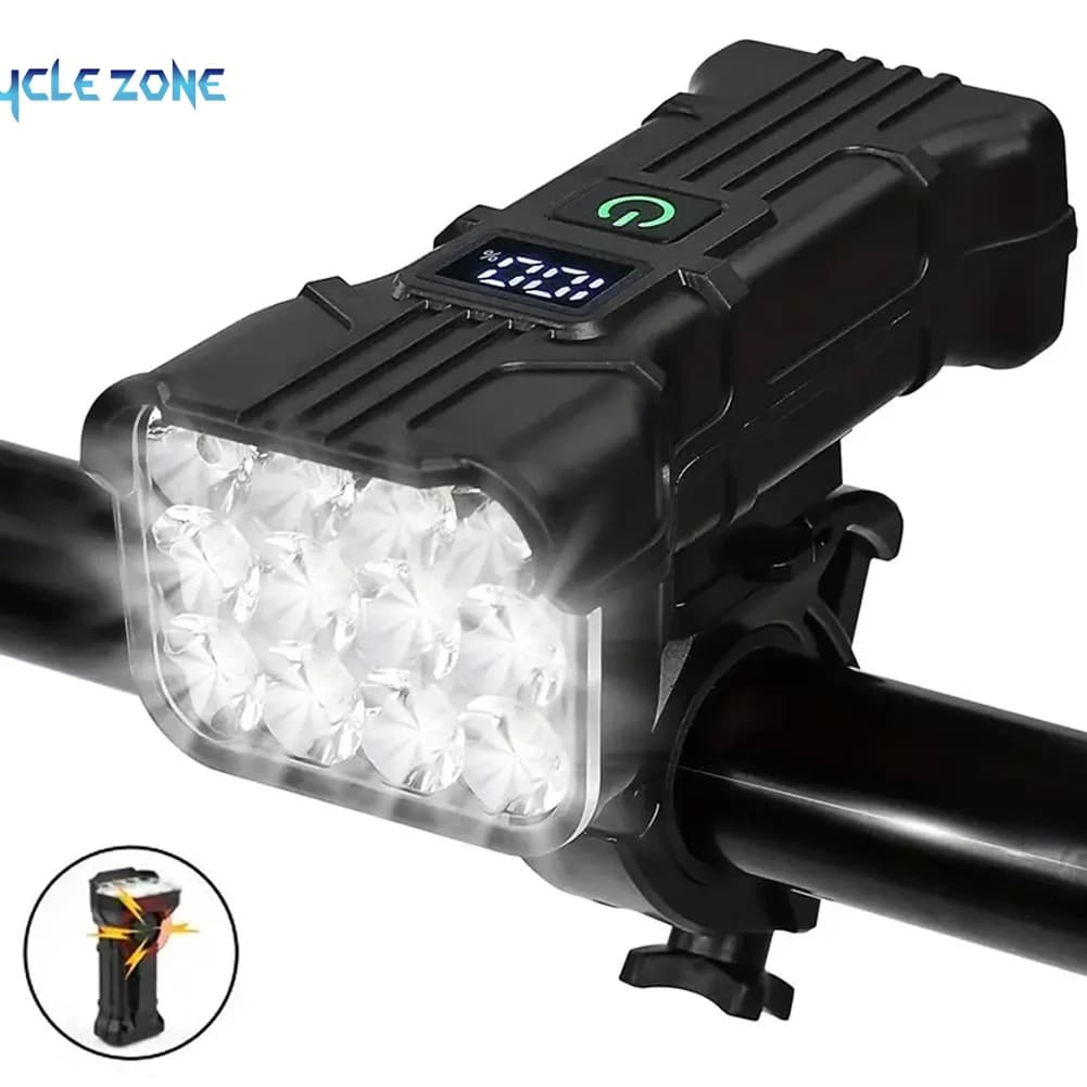 12 LED Bicycle Front Light Rechargeable Bike Light with Clacson Bicycle Lights MTB Bike Safety Lamp for Cycling Bike for Night Driving