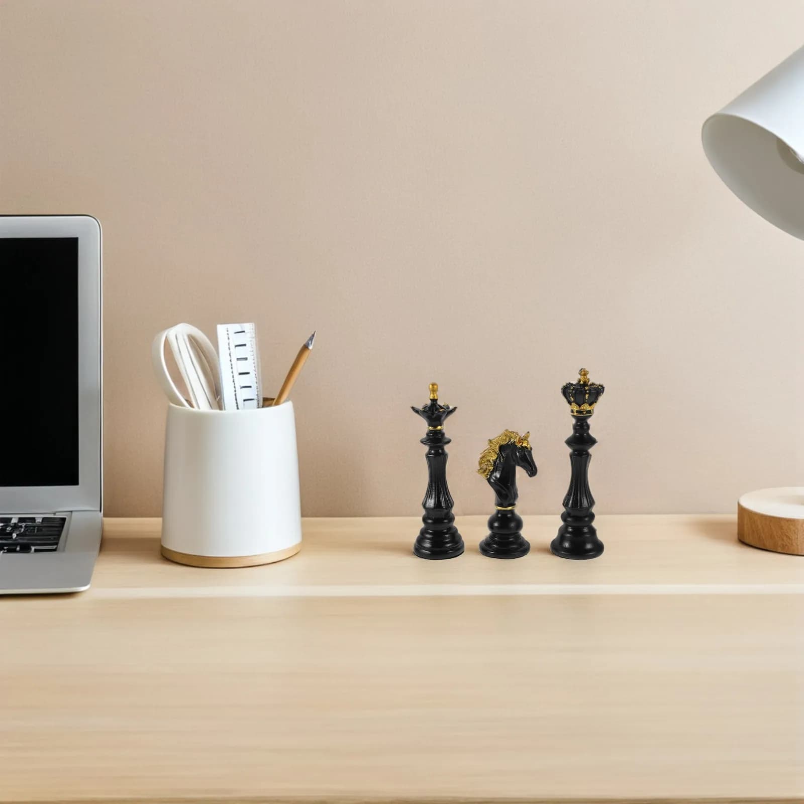 3Pcs Decorative Chess Statue Set Chic Resin Chess Figurines for Housewarming Home Decor Office Desk Bookshelf Cabinet Stylish