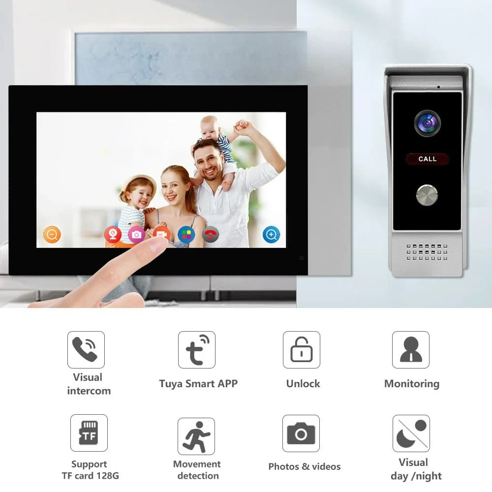 FOR Tuya WiFi 7‑Inch Video Doorbell, Remote Unlock Smart Home Access Control Monitor