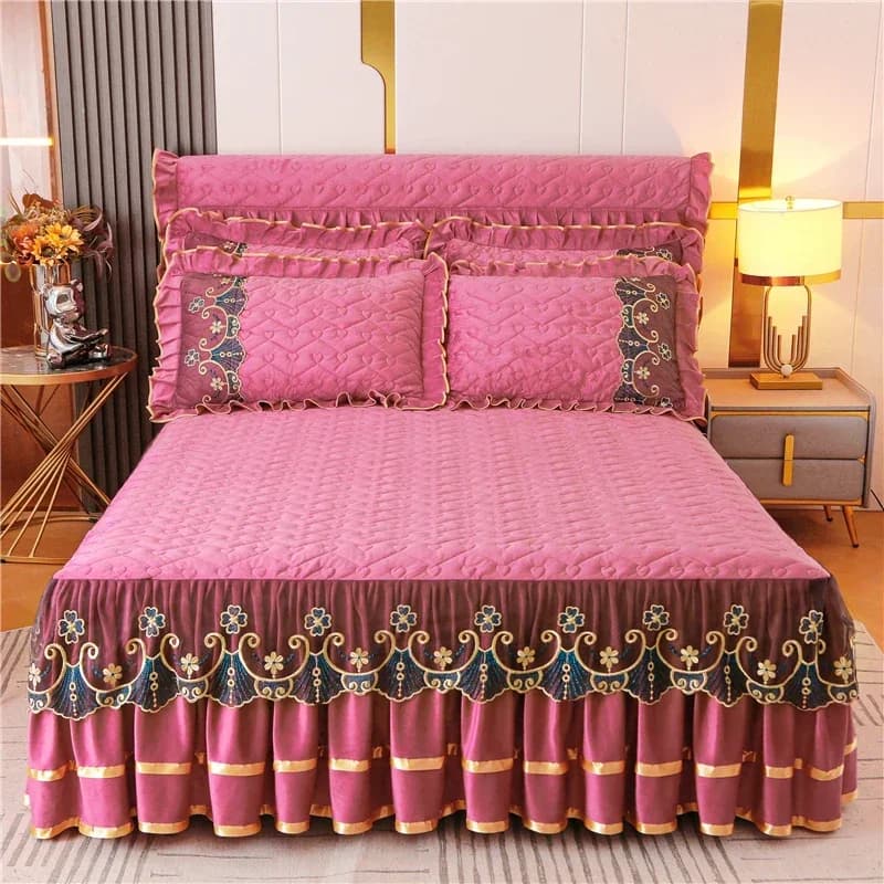 Luxury Winter Cover, Thickness, Gonna Style, With Lace Embroidery, Cotton, European Style