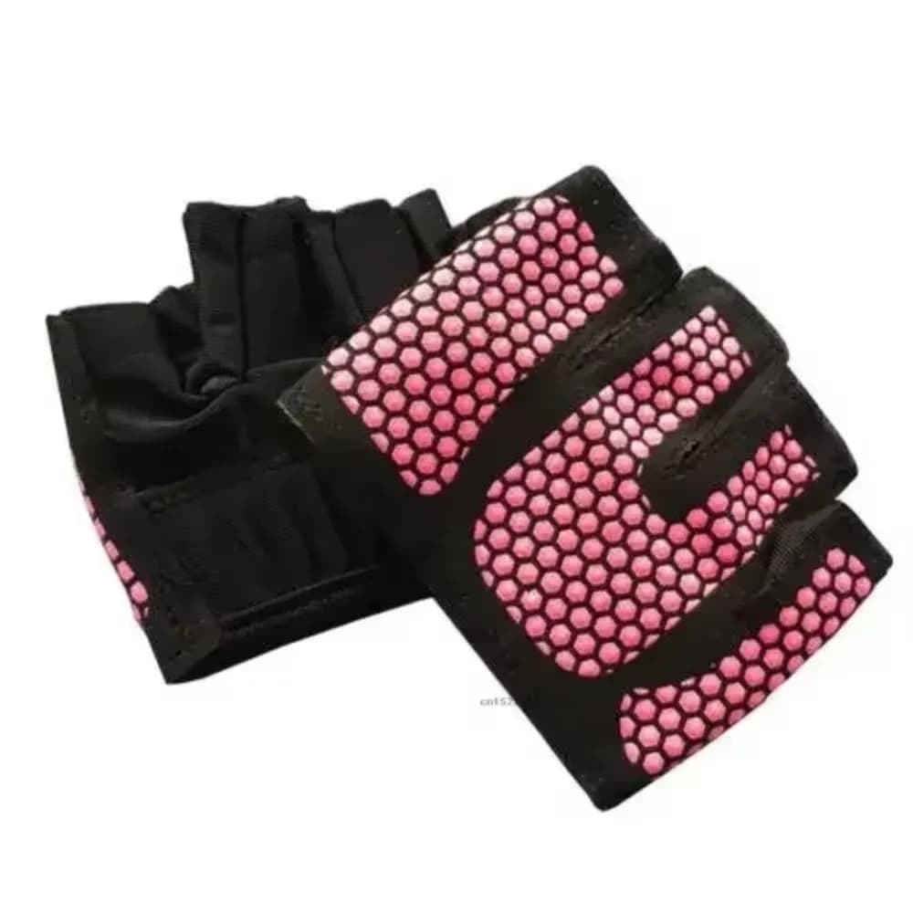 1 pair Breathable Gym Half Finger Gloves Anti-lost Contrast Color Cycling Gloves Silicone Shockproof Fitness Gloves Exercise