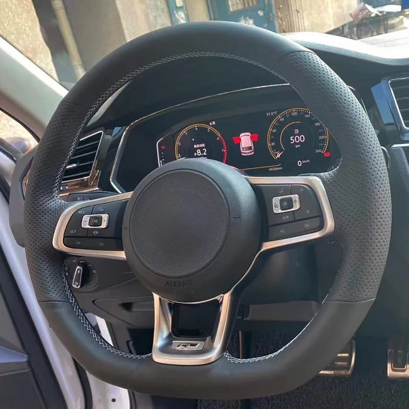 Coprivolante per Auto intrecciare la pelle artificiale per Volkswagen VW Golf 7 GTI Golf R MK7 VW Polo accessori interni Auto