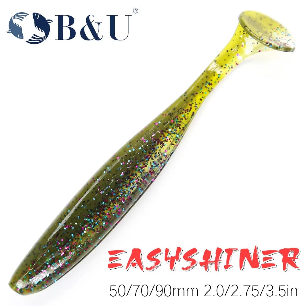 B & U 50mm 70mm 90mm T coda verme esche morbide Easy Shiner esche morbide artificiali odore aggiunto per Wobblers da pesca Bass