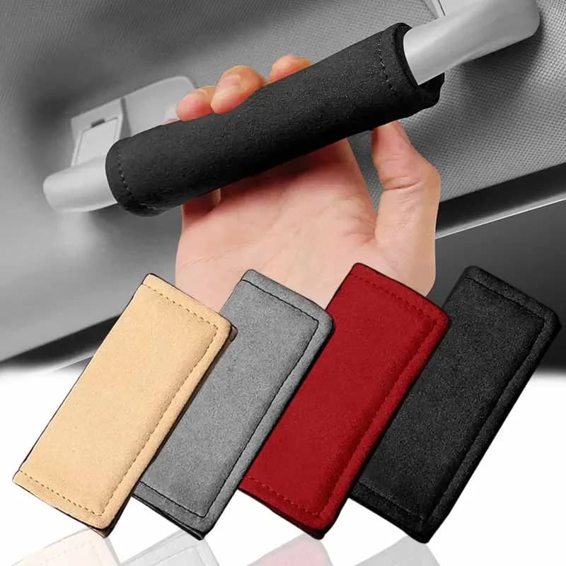 Guanti per bracciolo sul tetto dell'auto copertura morbida in pelle scamosciata maniglia per porta guanti coperture protettive protezione per maniglia del soffitto accessori per auto