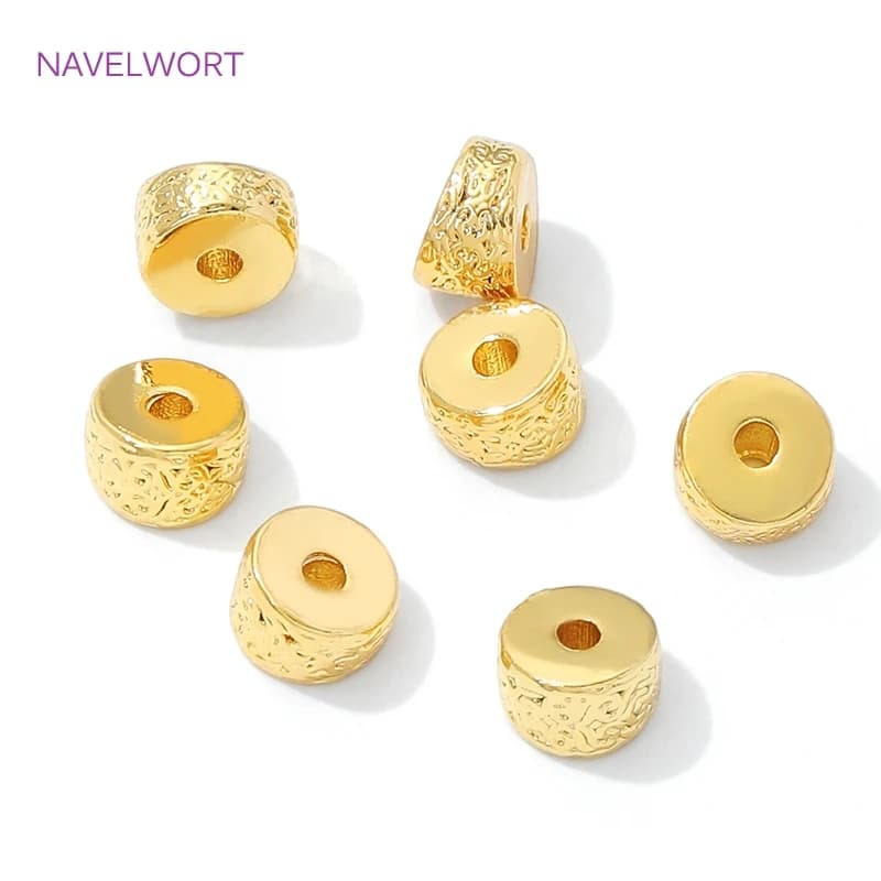 6 mm irregular round spacers for jewelry creation, 18K gold plated separators for beads, DIY accessories for bracelets/necklace