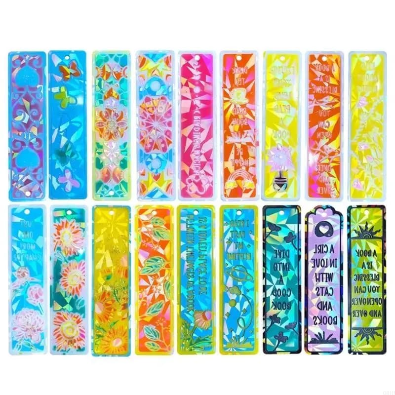 18 Styles Diy Crystal Flower Bookmark Mold Mirror Mold Rectangular Bookmark Mold for Epoxy Resin Jewelry DIY Crafts