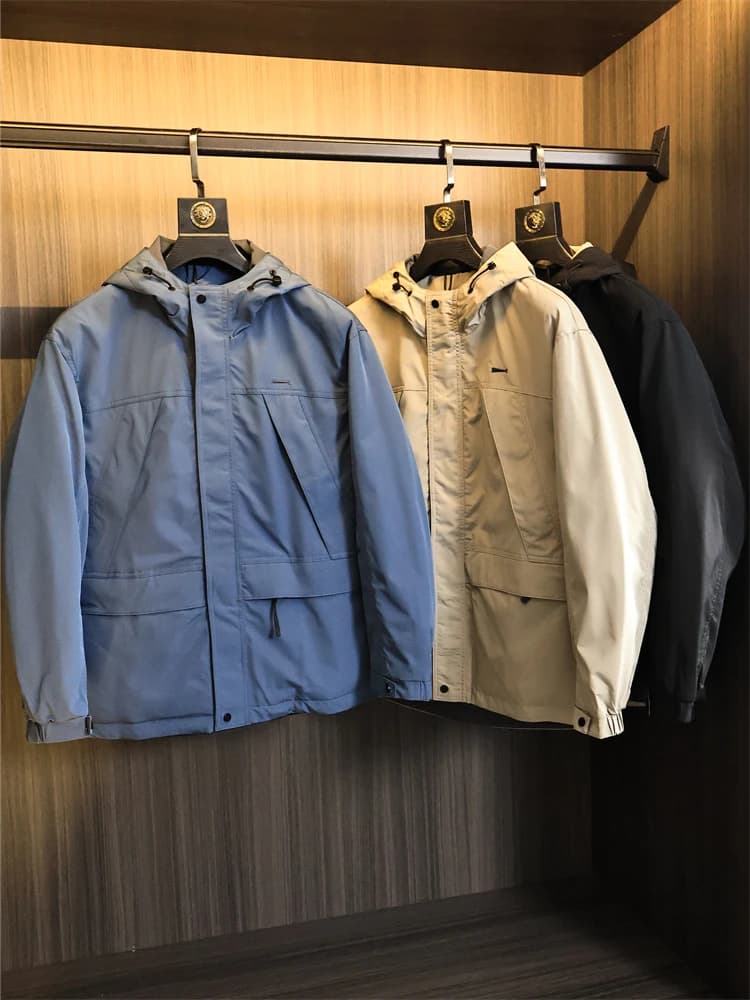 Retro Diamond Stitching Cotton Jacket Men's Outdoor Autumn Winter Thickened Hooded Pure Color Versatile Cotton Jacket Coat