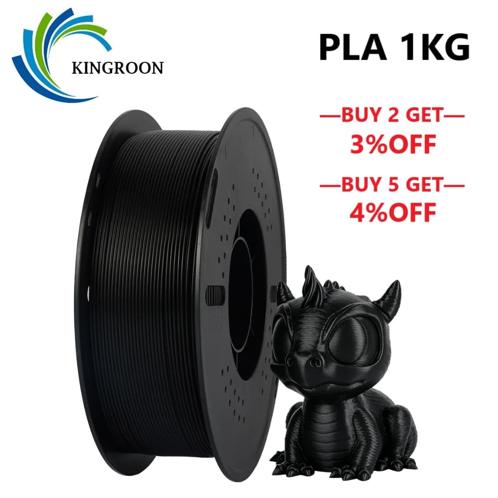 KINGROON PLA 3D Printer Filament Black 1KG/Roll Plastic PLA Filament 1.75mm Neatly Wound for 3D Printer & 3D Pen Local Shipping