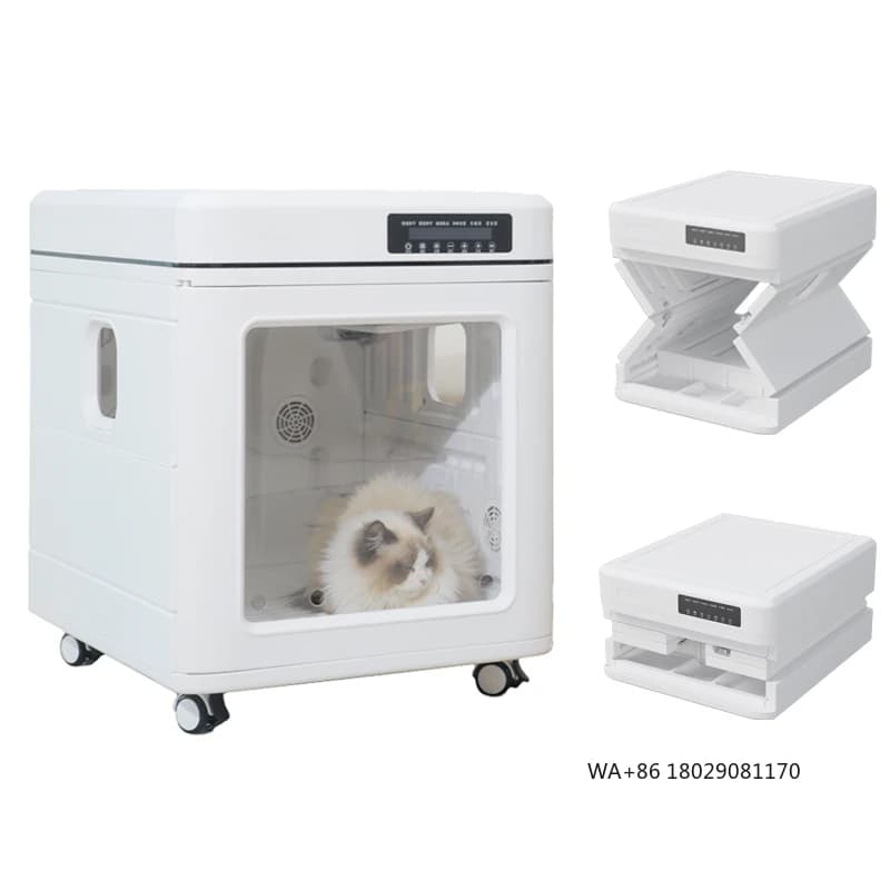 130L Smart temperature control 360 degree drying box for cats OKKPETS Folding box for pet drying for cats