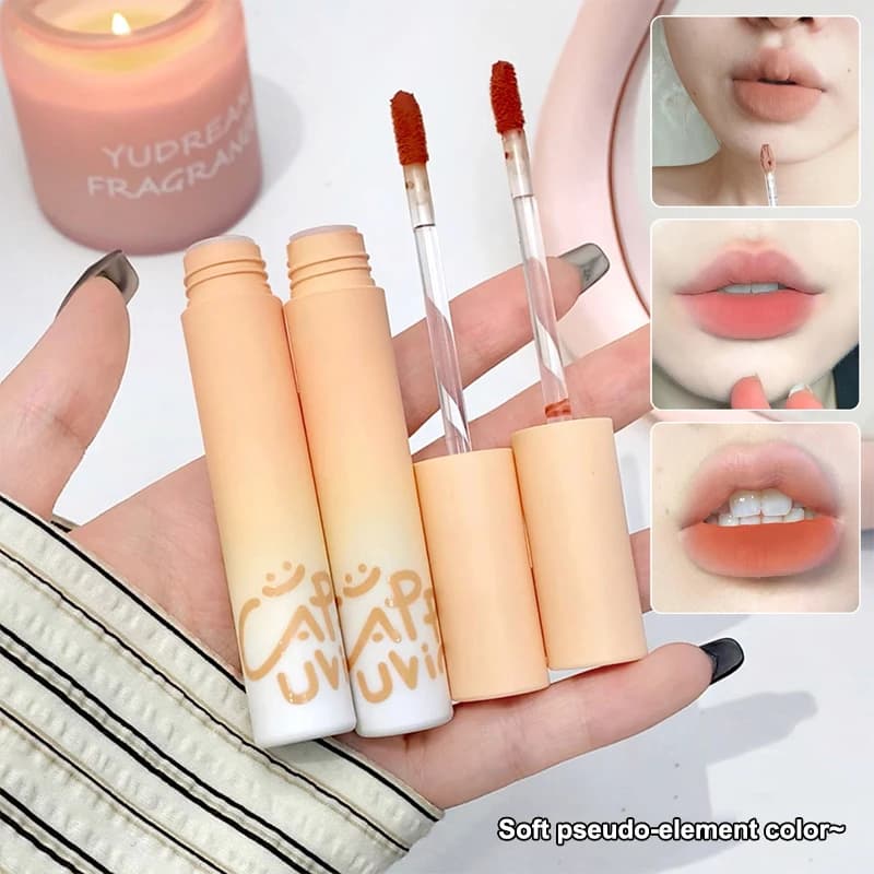 Rossetto Opaco Cappuvini Pumpkin Apricot Lip Mud, Texture Vellutata, Base Colorata Rosa Arancione, Tinta Labbra Lucida Cosmetica