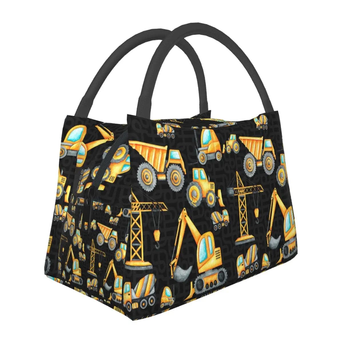 Yellow Construction Trucks Insulated Lunch Bag for Women Bento Storage Food Boxes Portable Container Cooler Thermal Lunch Box