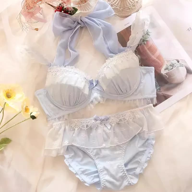 Cute sweet women hanging Japanese neck large size underwear Comfort bra with ferret Sexy Set