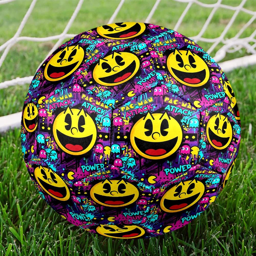 Pacman Beautiful size 5 Soccer Ball Colorful Pattern Festival Gift Machine Stitched Football Training Match_LIAN