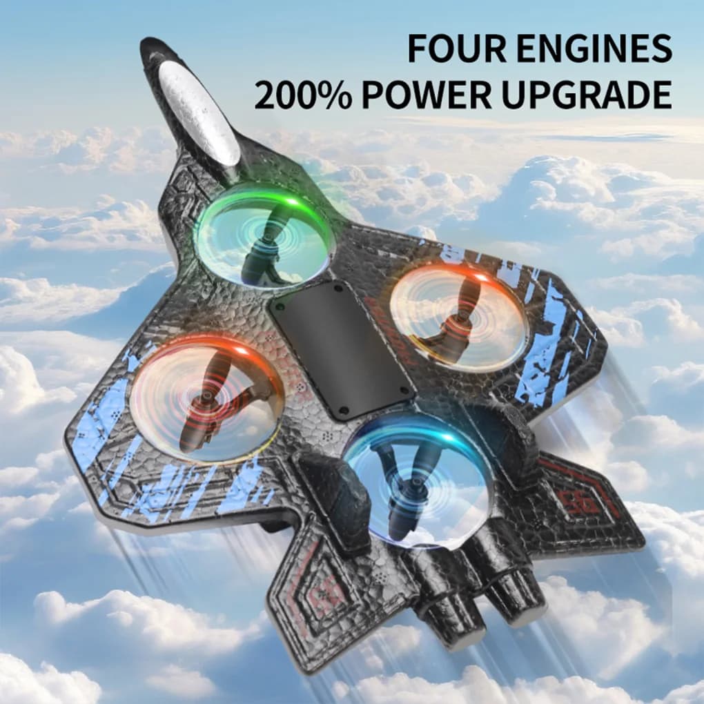 RC Aereo Aliante Elicottero Volante 2.4G Stunt Schiuma Modello di Aereo da Caccia Giocattolo Drone con Luce Pronto per Volare Modello di Caccia USB
