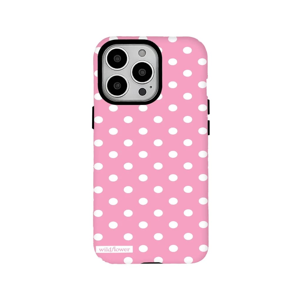 Custodia per telefono con pois rosa, pellicola per iPhone 16 15 14 13 12 11 Pro Max Plus