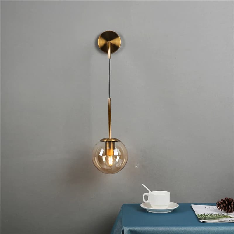 Lampada da parete a LED semplice post moderna Lampade da parete a sfera in vetro vintage nordico per apparecchi di illuminazione da esterno per corridoio scala camera da letto